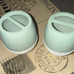 Set of Two Mint Green Toothbrushes holders